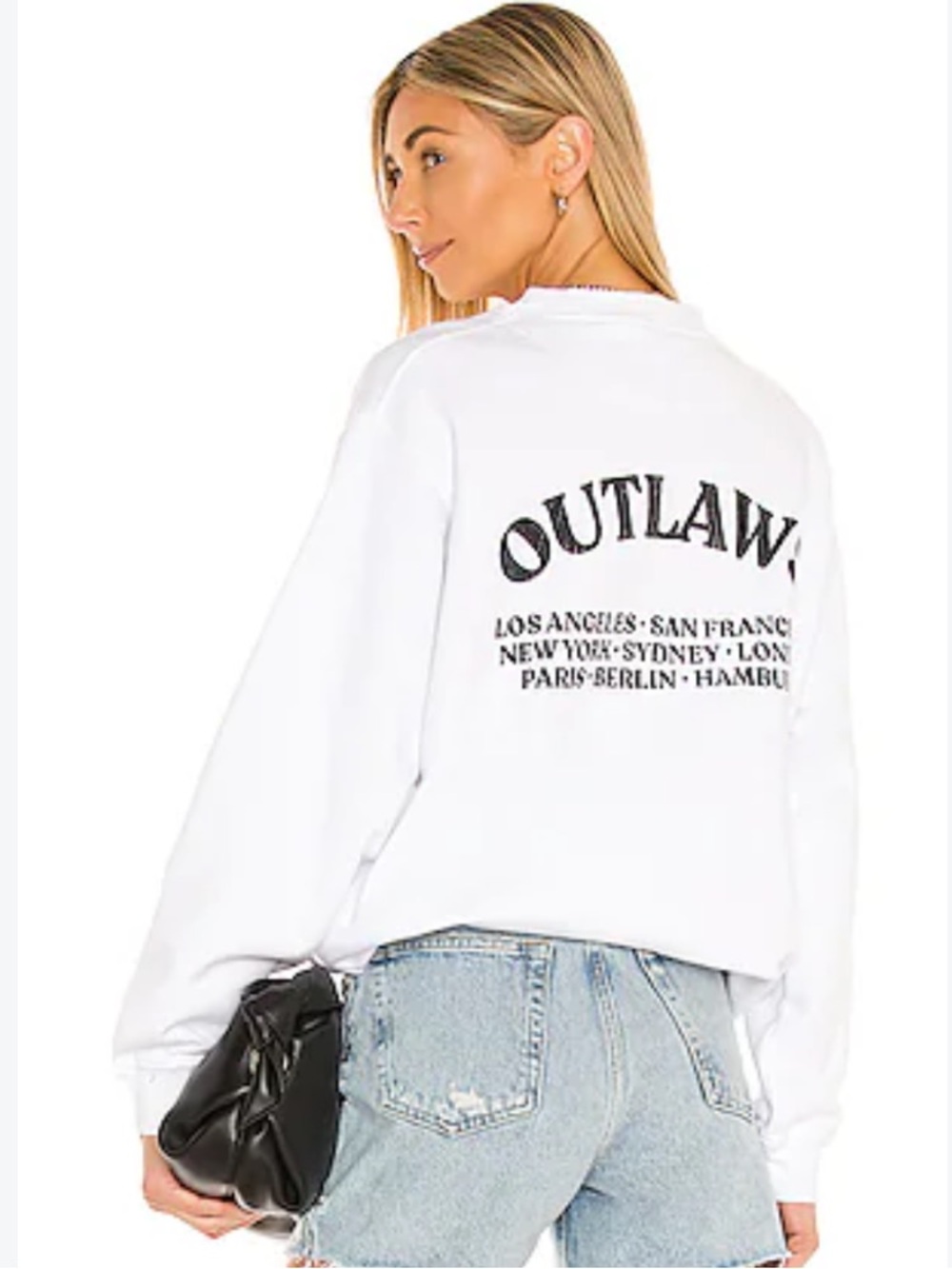 Anine Bing Sweatshirt Ramona Outlaw Crewneck Oversized in White